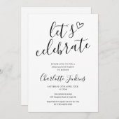 Feiern wir die Script Heart Graduation Party Einladung (Vorne/Hinten)