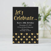 Feiern wir Einladungskarte, Gold Glitzer Einladung (Stehend Vorderseite)