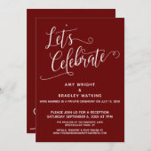 Feiern wir Elegant Burgund Empfang-Only Einladung (Vorne/Hinten)