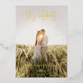 Feiern wir Elegant Dandelion Wish Foto Folieneinladung (Vorderseite)