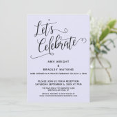 Feiern wir Elegant Lavender Empfang-Only Einladung (Stehend Vorderseite)