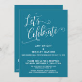 Feiern wir Elegant Mosaic Blue Empfang-Only Einladung (Vorne/Hinten)