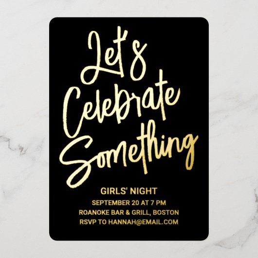 Feiern wir etwas in Foil Folieneinladung (Vorderseite)