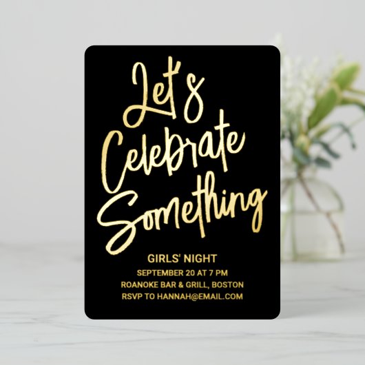 Feiern wir etwas in Foil Folieneinladung (Stehend vorne)