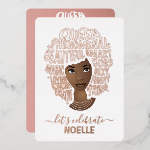 Feiern wir Geburtstag! Ermutigung der schwarzen Fr Folieneinladung