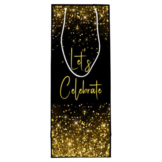 Feiern wir Glam Gold Glitzer Wein Tasche Geschenktüte Für Weinflaschen (Rückseite)