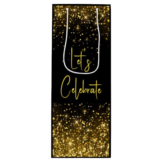 Feiern wir Glam Gold Glitzer Wein Tasche Geschenktüte Für Weinflaschen (Vorderseite)