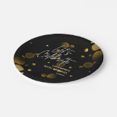 Feiern wir Gold Bokeh Gradient Black Birthday Pappteller (Schrägansicht)