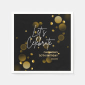 Feiern wir Gold Bokeh Gradient Black Birthday Serviette (Vorderseite)