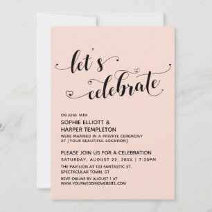 Feiern wir Hearts Blush Pink Nur-Empfang Einladung