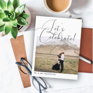 Feiern wir Hochzeitsfeier Ankündigungspostkarte