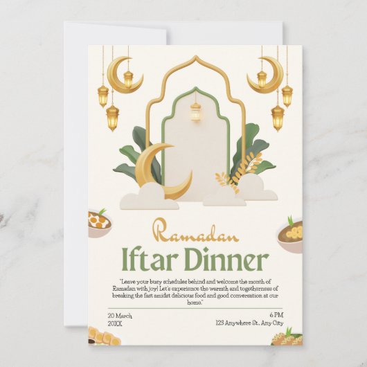 Feiern wir Iftar! Playful Ramadan Einladung (Vorderseite)