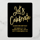 Feiern wir in Foil Birthday oder Party Folieneinladung (Vorderseite)