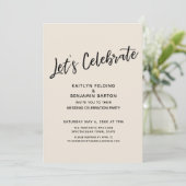 Feiern wir Lässig, reiner Creme-Empfang Einladung (Stehend Vorderseite)