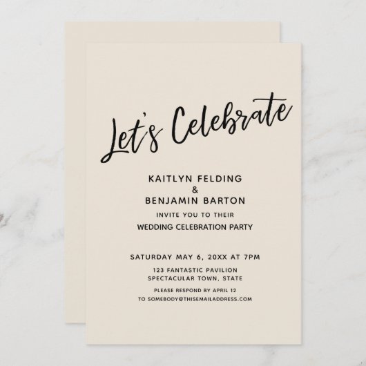 Feiern wir Lässig, reiner Creme-Empfang Einladung (Vorne/Hinten)