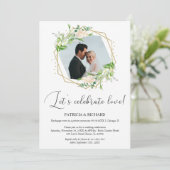 Feiern wir Liebe Eloped Wedding Reception Einladung (Stehend Vorderseite)