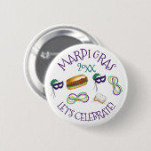 Feiern wir Mardi Gras Beignet Beads NOLA Button (Vorne & Hinten)