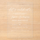 Feiern wir Minimalistisches Drehbuch 30. Geburtsta Acryleinladungen (Vorderseite)