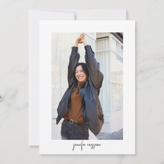 Feiern wir moderne schwarze Schrift Einladung (Rückseite)