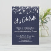 Feiern wir Navy Light Strings Multipurpose Einladung (Stehend Vorderseite)