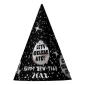 Feiern wir NYE Disco Ball Black Partyhütchen (Vorderseite)