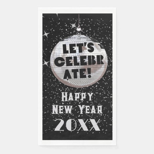 Feiern wir NYE Disco Ball Black Serviette (Vorderseite)