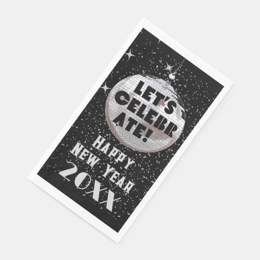 Feiern wir NYE Disco Ball Black Serviette (Ecke)