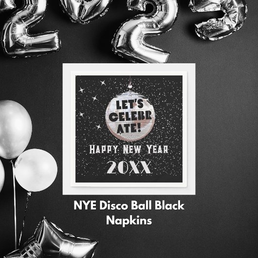 Feiern wir NYE Disco Ball Black Serviette