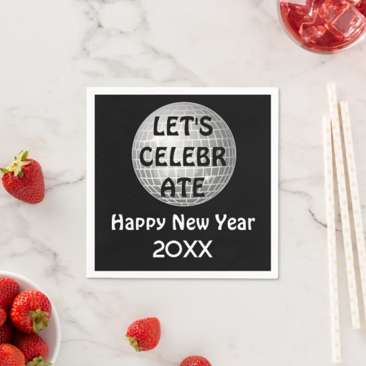 Feiern wir NYE Disco Ball Silver Serviette (Beispiel)