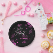 Feiern wir Pink Bokeh Gradient Black Birthday Pappteller (Party)