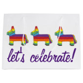 Feiern wir! Rainbow Donkey Birthday Piñata Große Geschenktüte (Vorderseite)