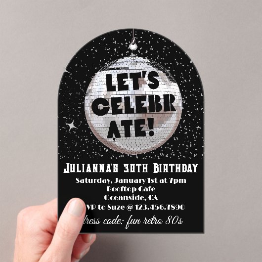 Feiern wir Retro 80er Geburtstag Acryleinladungen (Insitu (Handheld))