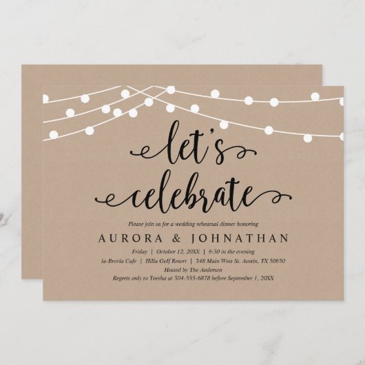 Feiern wir, rustikale Kraft Probe Dinner Einladung (Vorne/Hinten)