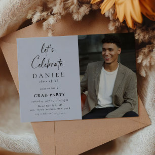 Feiern wir! Script Foto Grad Partys Blue Einladung