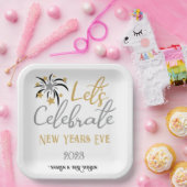 Feiern wir Silvester-Schwarzgoldsilber Pappteller (Party)