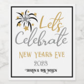 Feiern wir Silvester-Schwarzgoldsilber Weinetikett (Einzelnes Label)