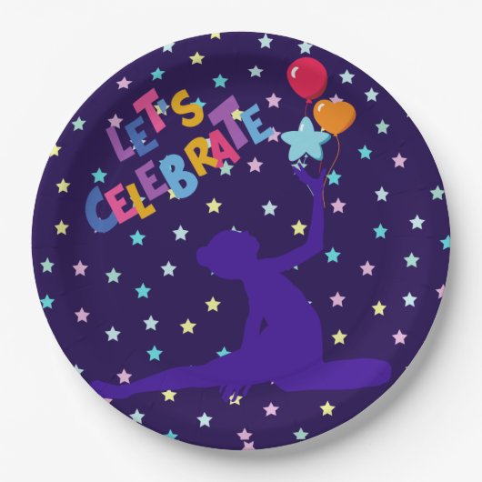 Feiern wir Stars und Ballons Pappteller (Vorderseite)