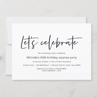 Feiern wir, Überraschung Geburtstagsparty Einladung