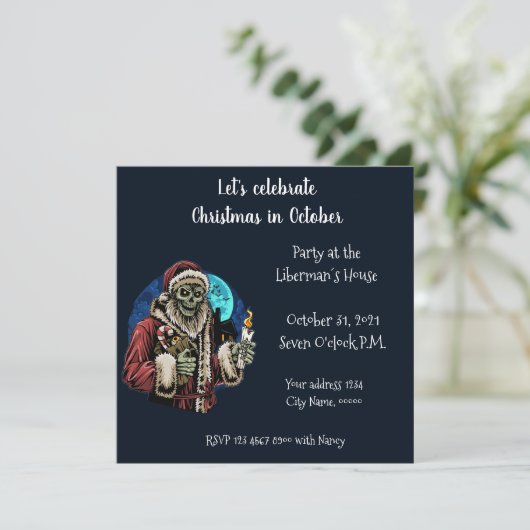 Feiern wir Weihnachten im Oktober Einladung (Stehend Vorderseite)