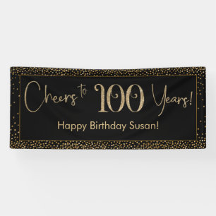 Feiern zu 100 Jahren Geburtstag Gold und Schwarz Banner