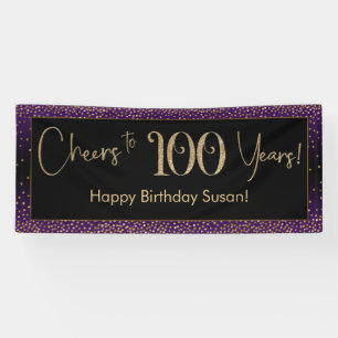 Feiern zu 100 Jahren Geburtstag Lila Gold Schwarz Banner