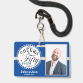 Feiern zu 50 Jahre Party Ein Foto Blau Ausweis (Front with Lanyard)