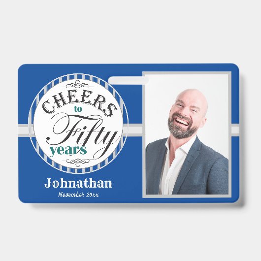 Feiern zu 50 Jahre Party Ein Foto Blau Ausweis (Front)
