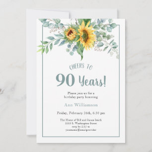 Feiern zu 90 Jahren Sonnenblume Geburtstag Einladung