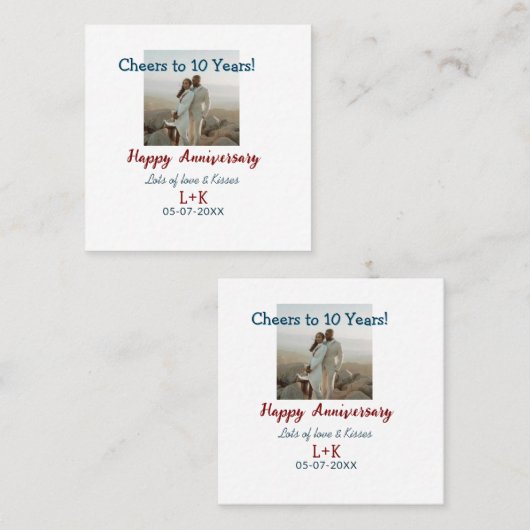 Feiern zum 10-jährigen Jubiläum - Fotos hinzufügen Quadratische Visitenkarte (Vorne/Hinten)