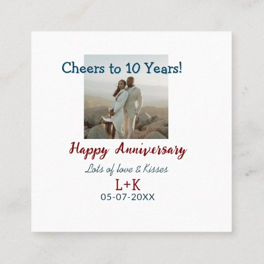 Feiern zum 10-jährigen Jubiläum - Fotos hinzufügen Quadratische Visitenkarte (Rückseite)