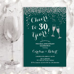 Feiern zum 30-jährigen Jubiläum - Emerald Green In Einladung<br><div class="desc">Emerald Green 30. Hochzeitstag Einladung. Feiert bis 30 Jahre! Elegantes Design in Grün und Silber. Mit Champagnergläsern,  Script-Schriftart und Konfetti. Perfekt für eine stilvolle Feier von 30 Jahren Ehe. Gedruckte Zazzle Einladungen oder Sofortdownload digitalen Vorlage. Kann für jedes Jahr angepasst werden! Personalisieren Sie Ihre persönlichen Daten.</div>