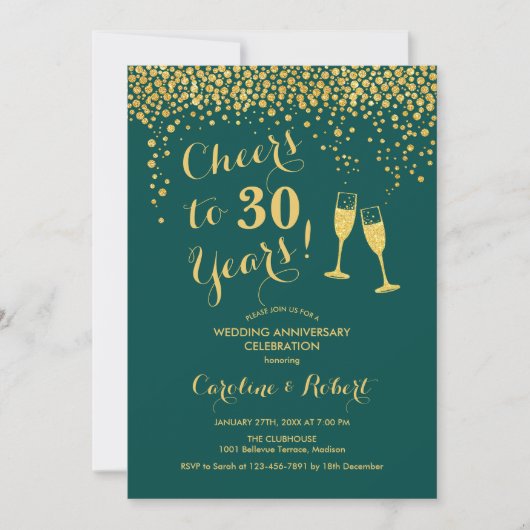 Feiern zum 30-jährigen Jubiläum - Smaragdgrün Einladung (Vorderseite)