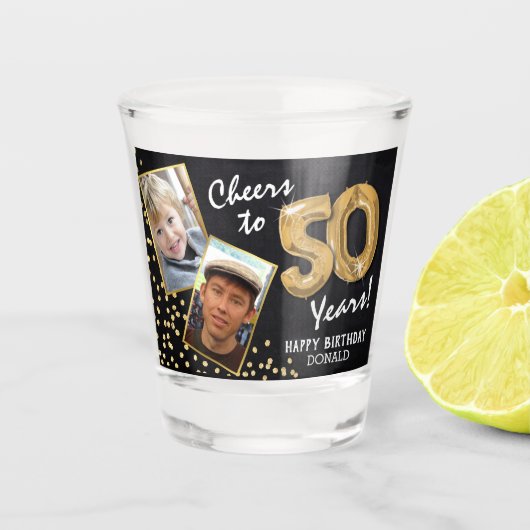 Feiern zum 50. Geburtstag 2 Foto Schnapsglas (Vorderseite)