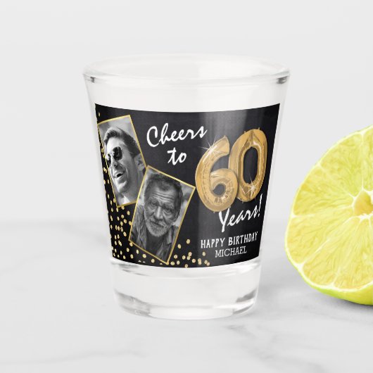 Feiern zum 60. Geburtstag 2 Foto Schnapsglas (Vorderseite)